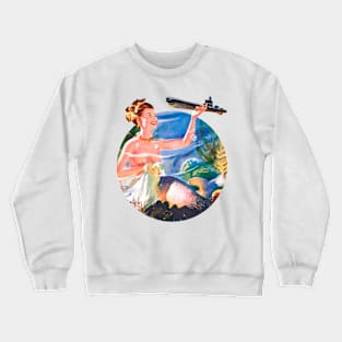 underwater girl retro vintage Crewneck Sweatshirt